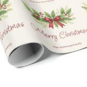 Elegante Holly & Red Bow Kerstmis - Cadeaupapier (Rol Hoek)