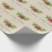 Elegante Holly & Red Bow Kerstmis - Cadeaupapier (Hoek)
