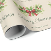 Elegante Holly & Red Bow Kerstmis - Cadeaupapier (Rol Hoek)