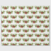 Elegante Holly & Red Bow Kerstmis - Cadeaupapier (Vlak)