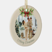 Elegante Holly & Red Bow Kerstmis - Keramisch Ornament (Rechts)