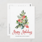 Elegante Holly Tree Kerstmis Corporate Groet Po Briefkaart (Voorkant / Achterkant)