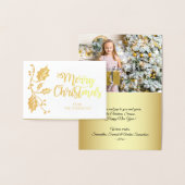 Elegante Holly Vrolijk Kerstfeest Groet FOTO Goud Folie Kaarten (Display)