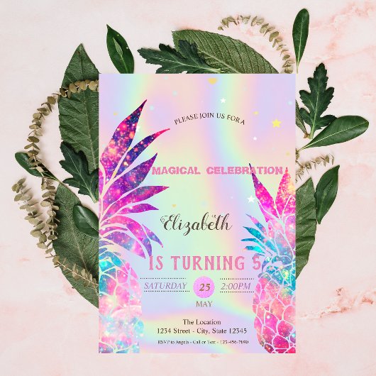 Elegante holografische ananas kaart