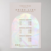 Elegante holografische aura boog beige prijslijst poster (Voorkant)