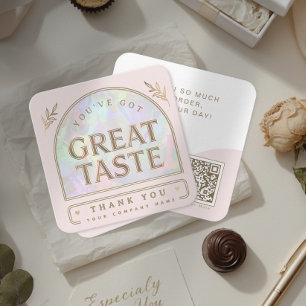 Elegante holografische aura boog Blush Roze Dank j Vierkante Visitekaartje