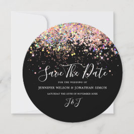 Elegante holografische glinsterende roze glitter z save the date