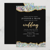 Elegante Holografische Glitter Agaat Zwart Modern Kaart (Voorkant / Achterkant)