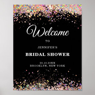 Elegante holografische glitter BRUIDSSCHMAUS Zwart Poster