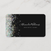Elegante Holografische Glitter Esthetician Zwart Visitekaartje (Voorkant)