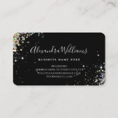 Elegante Holografische Glitter Esthetician Zwart Visitekaartje (Achterkant)