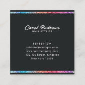 Elegante Holografische Glitter Lijst Hair Stylist Vierkante Visitekaartje (Voorkant)