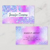 Elegante Holografische Glitter Paarse Schoonheidss Visitekaartje (Voorkant / Achterkant)