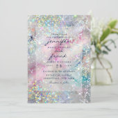Elegante Holografische Glitter Pastel Alcohol Inkt Kaart (Staand voorkant)