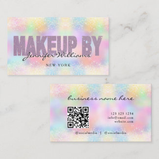 Elegante Holografische Glitter QR Code Make-up Art Visitekaartje