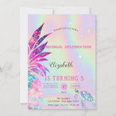 Elegante holografische glitter schildpad ananas kaart (Voorkant)