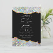 Elegante Holografische Glitter Sparkle Agaat Zwart Kaart (Staand voorkant)