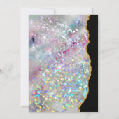 Elegante Holografische Glitter Sparkle Agaat Zwart Kaart (Achterkant)