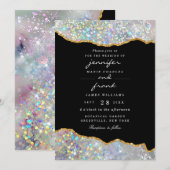 Elegante Holografische Glitter Sparkle Agaat Zwart Kaart (Voorkant / Achterkant)
