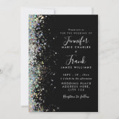 Elegante Holografische Glitter Sparkles Zwart Brui Kaart (Voorkant)