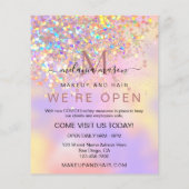 Elegante holografische glitter We're Open Salon Ch Flyer (Achterkant)
