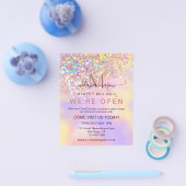 Elegante holografische glitter We're Open Salon Ch Flyer (Enkel)