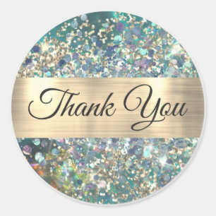 Elegante holografische glitters agaat bedankt klas ronde sticker