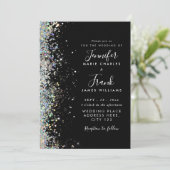 Elegante holografische glittersparkels zwarte brui kaart (Staand voorkant)
