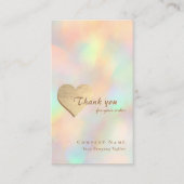 Elegante Holografische Gouden Hart QR Code Dank u Visitekaartje (Voorkant)