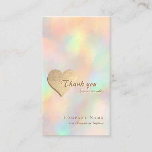 Elegante Holografische Gouden Hart QR Code Dank u Visitekaartje (Voorkant)