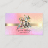 Elegante holografische, gouden streep bloemenmixer visitekaartje (Voorkant)