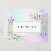 Elegante holografische groen bladeren dank u bedankkaart (Voorkant / Achterkant)