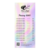 Elegante Holografische Haarsalon Logo prijslijst Reclamekaart (Voorkant)