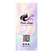 Elegante Holografische Haarsalon Logo prijslijst Reclamekaart (Achterkant)