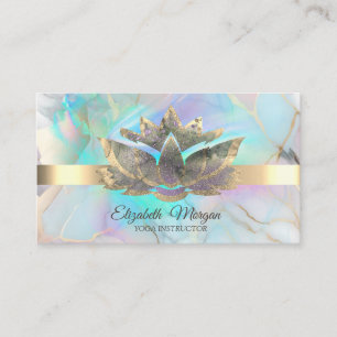 Elegante holografische inkt lotus opaalsteen visitekaartje