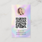 Elegante holografische kapper Instagram QR-code Visitekaartje (Achterkant)