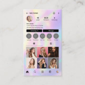 Elegante holografische kapper Instagram QR-code Visitekaartje (Voorkant)