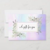 Elegante holografische lente bladeren cadeaubon (Voorkant)