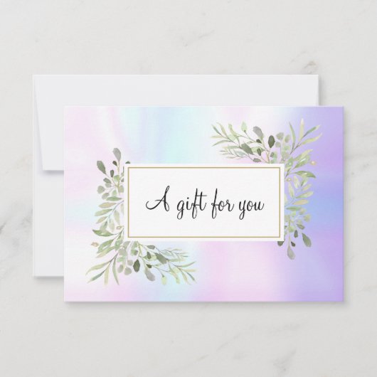 Elegante holografische lente bladeren cadeaubon (Voorkant)