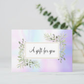 Elegante holografische lente bladeren cadeaubon (Staand voorkant)