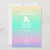 Elegante Holografische Ombre Gradiënt Bruiloft Kaart (Voorkant)