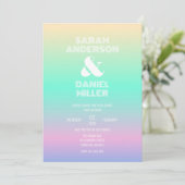 Elegante Holografische Ombre Gradiënt Bruiloft Kaart (Staand voorkant)