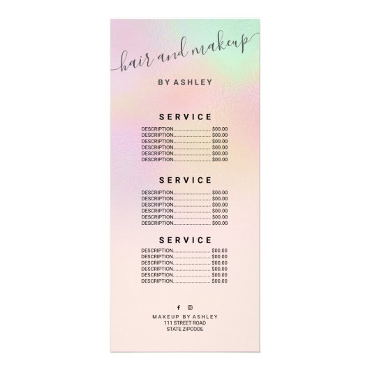 elegante holografische ombre parelmoeras nacre reg reclamekaart (Achterkant)