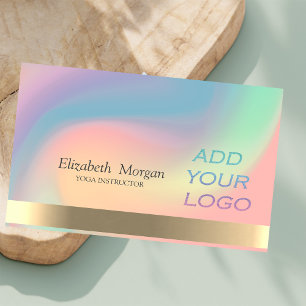 Elegante Holografische Ombre Voeg uw Logo toe Visitekaartje