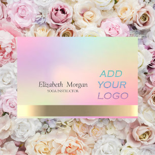 Elegante Holografische Ombre Voeg uw Logo toe Visitekaartje