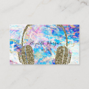 Elegante Holografische Opal Glitter Koptelefoon DJ Visitekaartje