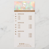 Elegante holografische schoonheidsspecialiste prij menu (Voorkant)