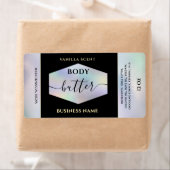 Elegante holografische script body butter etiket (Insitu)