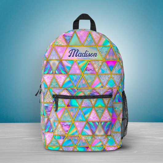 Elegante holografische trendy faux goud geometrisc bedrukte rugzak