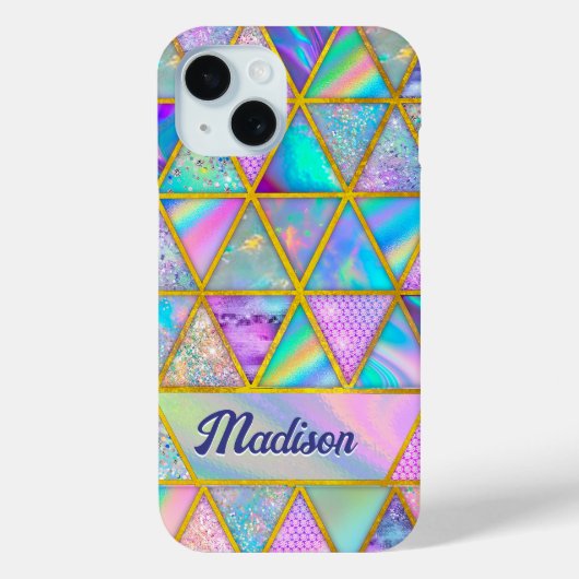 Elegante holografische trendy faux goud geometrisc Case-Mate iPhone case (Achterkant)